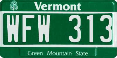 VT license plate WFW313