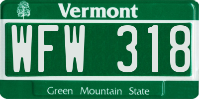 VT license plate WFW318