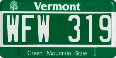 VT license plate WFW319
