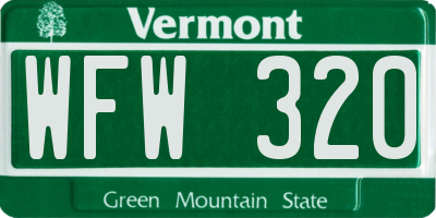 VT license plate WFW320