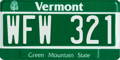 VT license plate WFW321