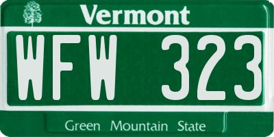 VT license plate WFW323