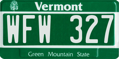 VT license plate WFW327