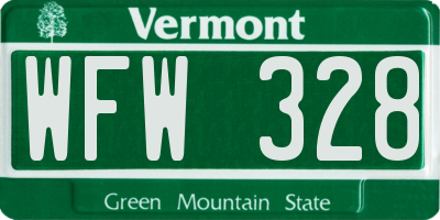 VT license plate WFW328