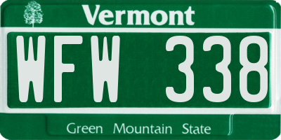 VT license plate WFW338