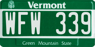 VT license plate WFW339