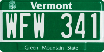 VT license plate WFW341