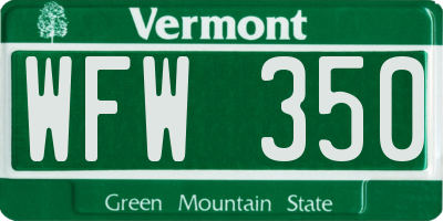 VT license plate WFW350