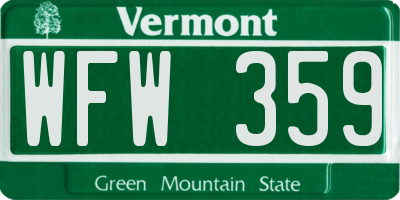 VT license plate WFW359