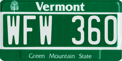 VT license plate WFW360