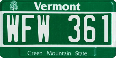 VT license plate WFW361