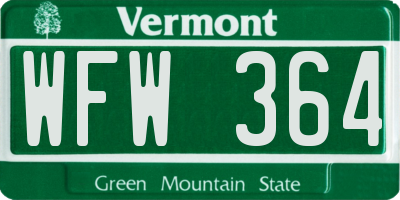 VT license plate WFW364
