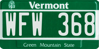 VT license plate WFW368