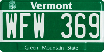 VT license plate WFW369