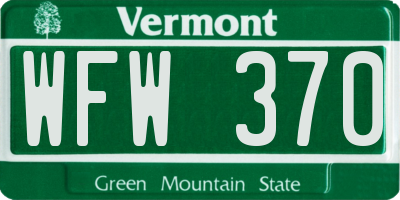 VT license plate WFW370