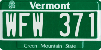 VT license plate WFW371