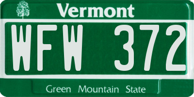 VT license plate WFW372