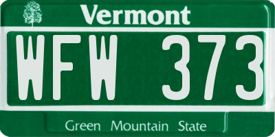 VT license plate WFW373