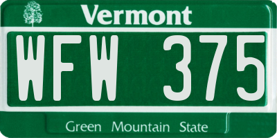VT license plate WFW375