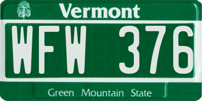 VT license plate WFW376
