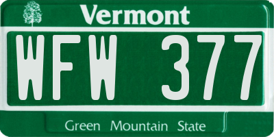 VT license plate WFW377