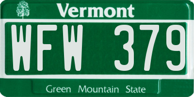 VT license plate WFW379