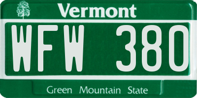 VT license plate WFW380
