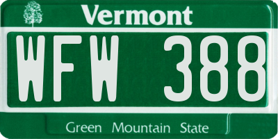 VT license plate WFW388