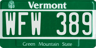 VT license plate WFW389