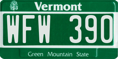 VT license plate WFW390