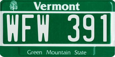 VT license plate WFW391