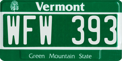 VT license plate WFW393
