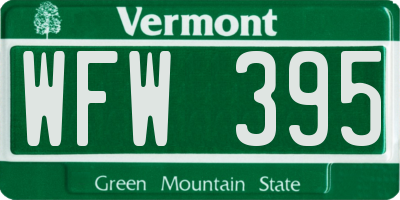 VT license plate WFW395