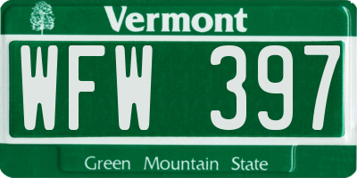 VT license plate WFW397