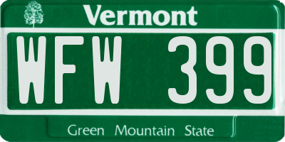 VT license plate WFW399