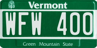 VT license plate WFW400