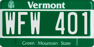 VT license plate WFW401