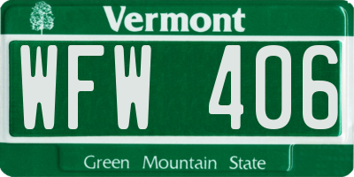 VT license plate WFW406