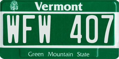 VT license plate WFW407