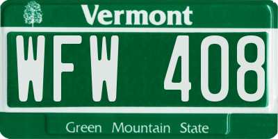 VT license plate WFW408