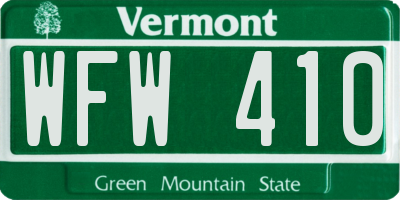 VT license plate WFW410
