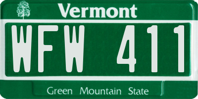 VT license plate WFW411