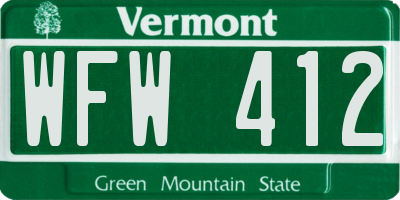 VT license plate WFW412