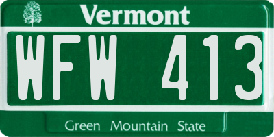 VT license plate WFW413