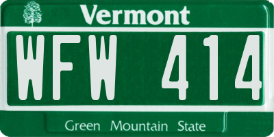 VT license plate WFW414