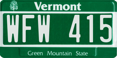 VT license plate WFW415