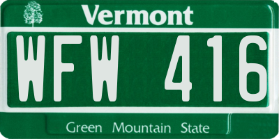 VT license plate WFW416