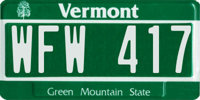 VT license plate WFW417