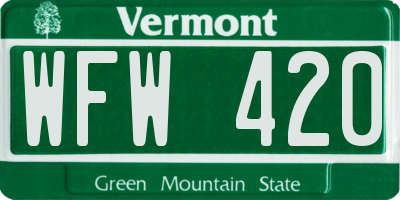 VT license plate WFW420