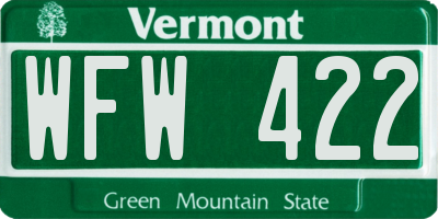 VT license plate WFW422